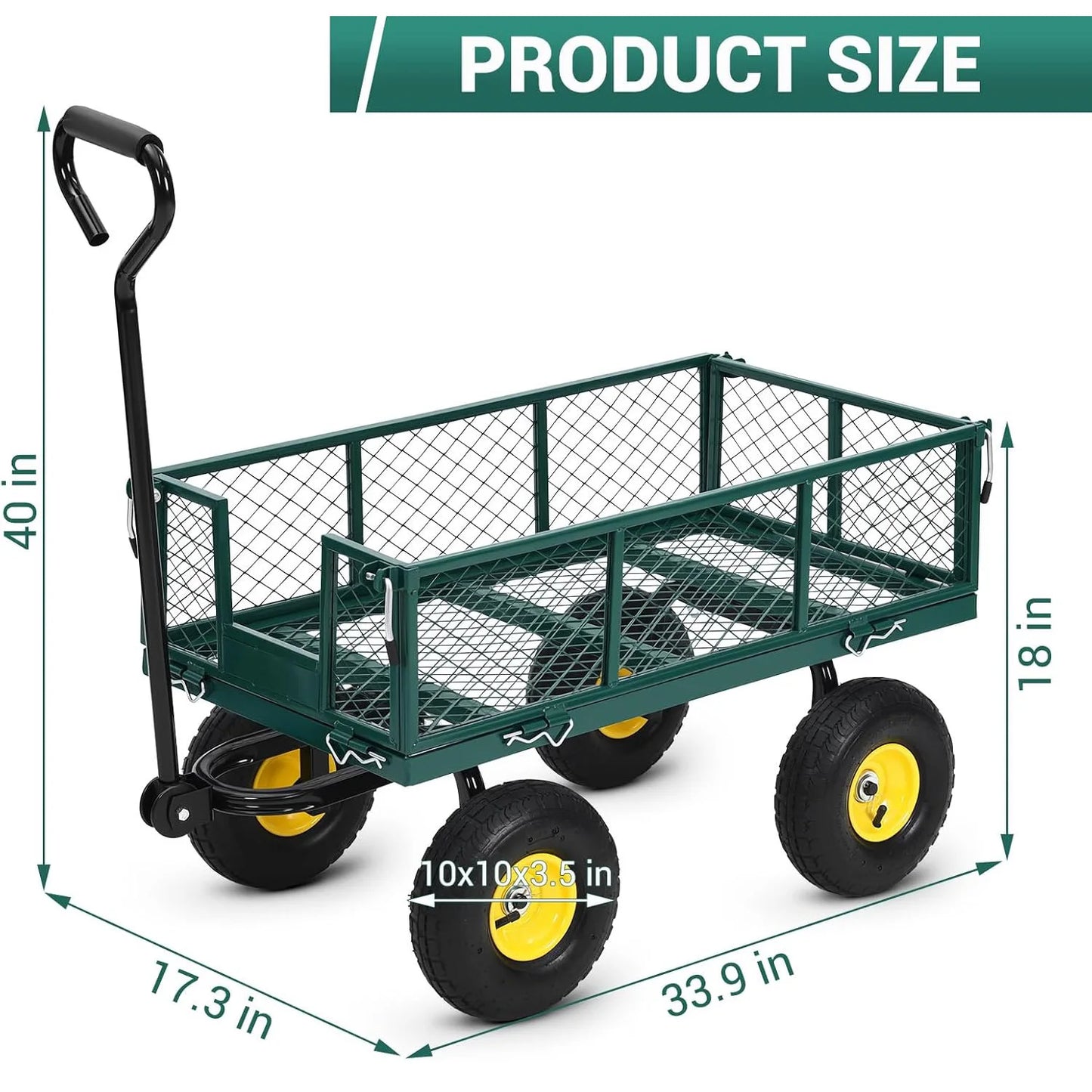 Heavy Duty Steel Garden Wagon Cart with 10" Tires