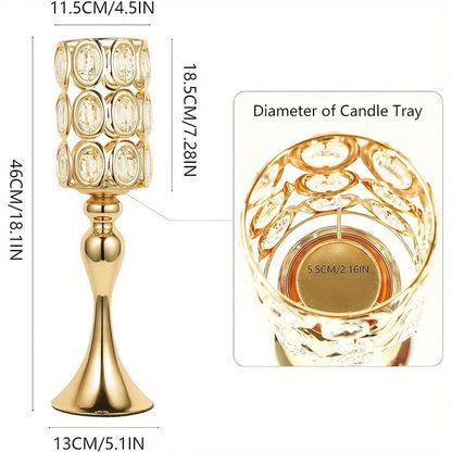 2 Gold Vases, 18-Inch High Metal Flower Stand