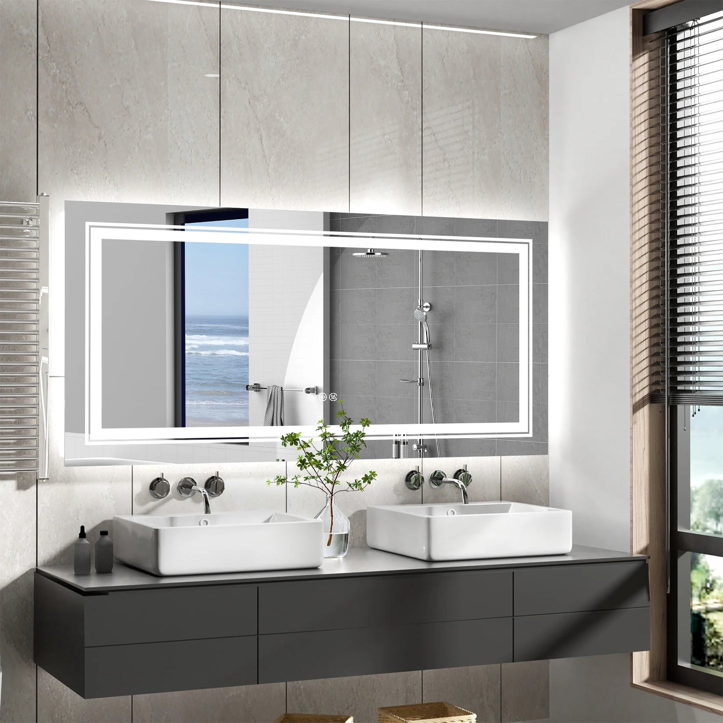 Extra Large Bathroom Mirror LED Dimmable Anti-Fog