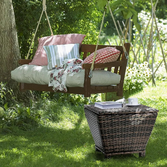 13 Gallon Wicker Outdoor Storage Box with Lid