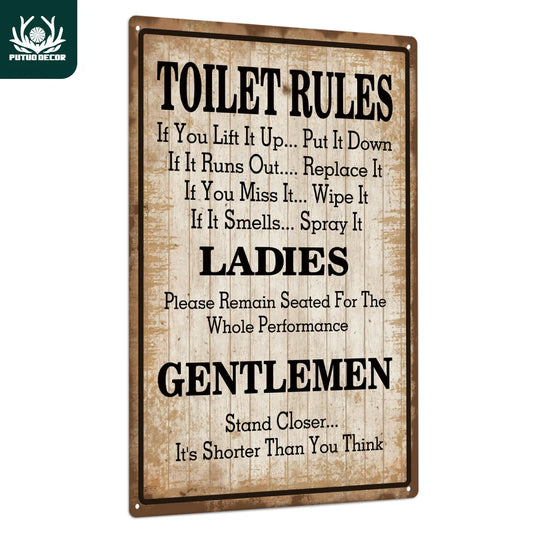 Toilet Rules Metal Tin Sign Vintage Plaque