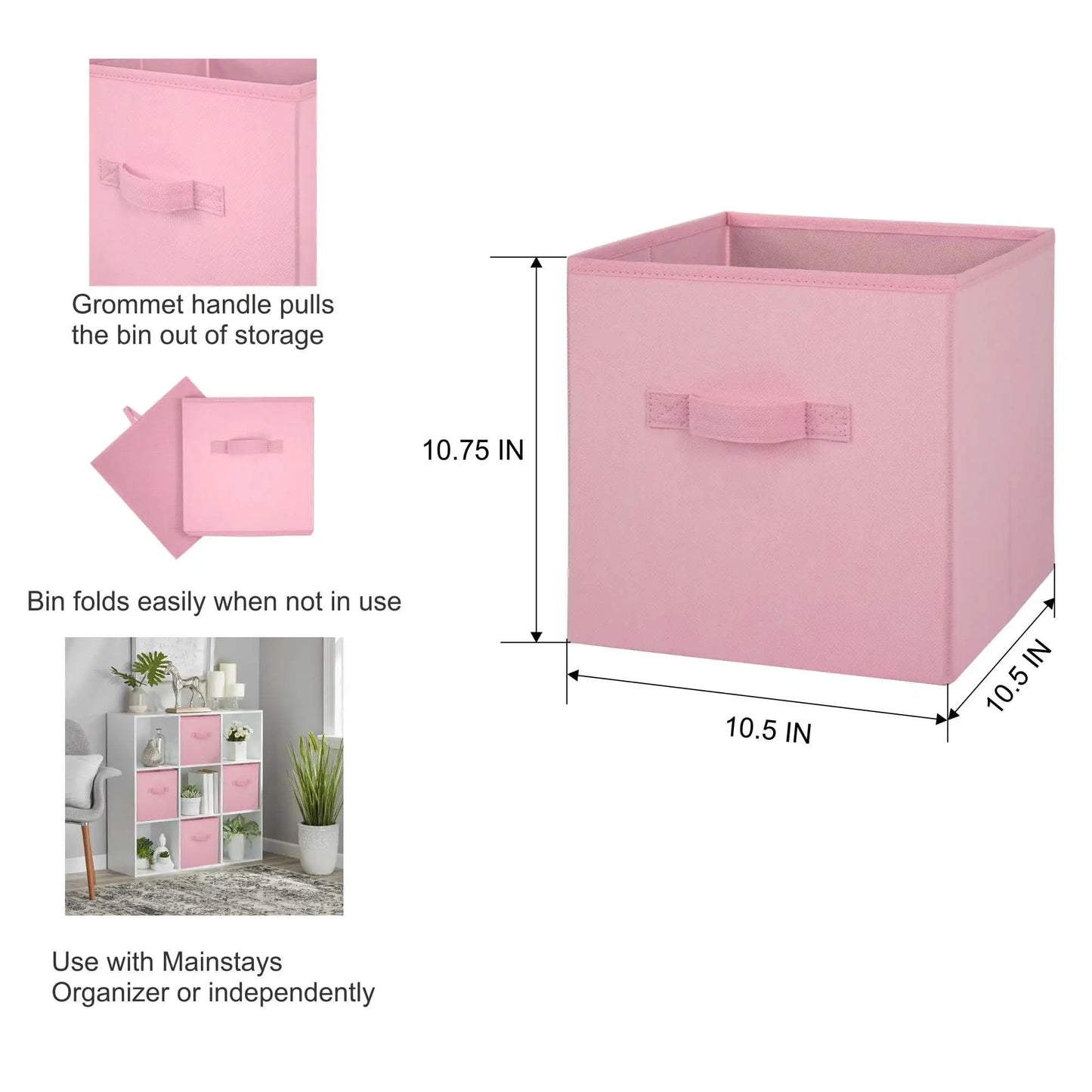 Collapsible Cube Fabric Storage Bins (10.5" x 10.5"), 6 Pack