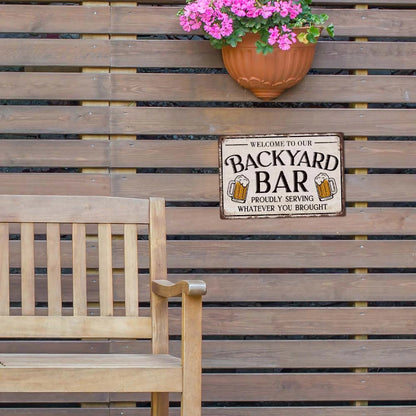 Welcome to Our Backyard Bar Vintage Sign