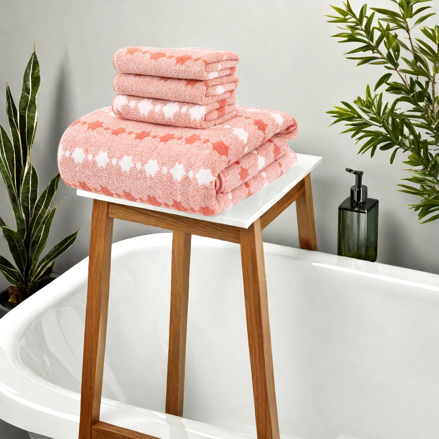 4/8Piece Cotton Bath Towels Popcorn Textured