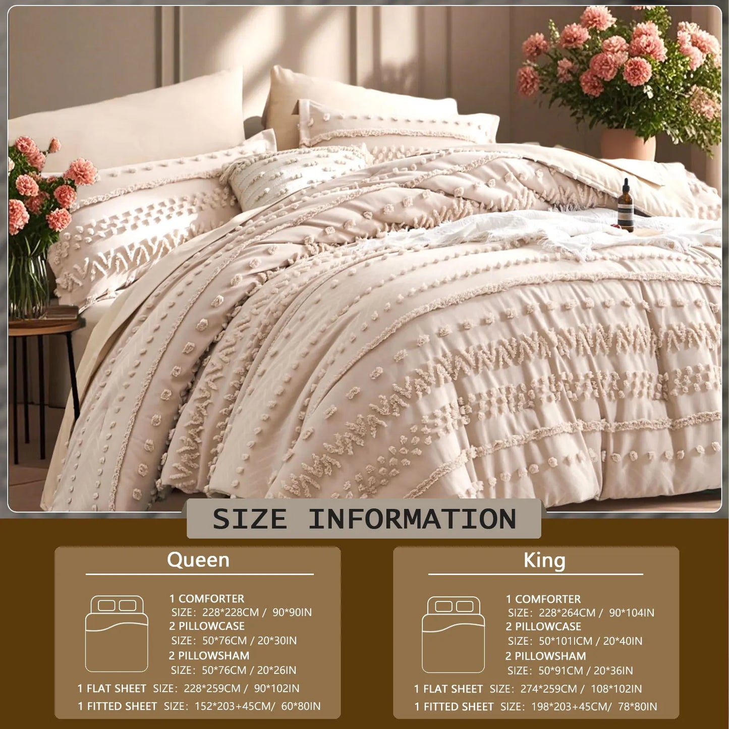 7-piece Tufted design comforter set - King or Queen