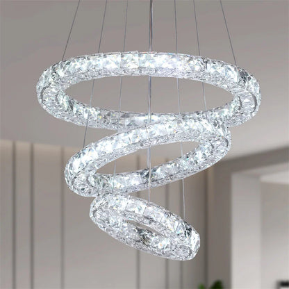 Modern Crystal Chandeliers Ring-Shaped Pendant Lights