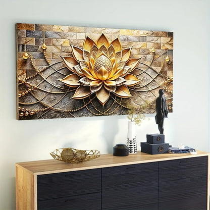 Modern abstract black and gold floral canvas