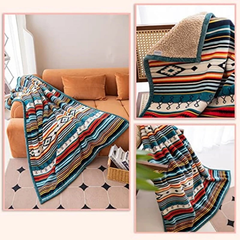 Boho Sherpa Throw 50'' X 60'' Blanket