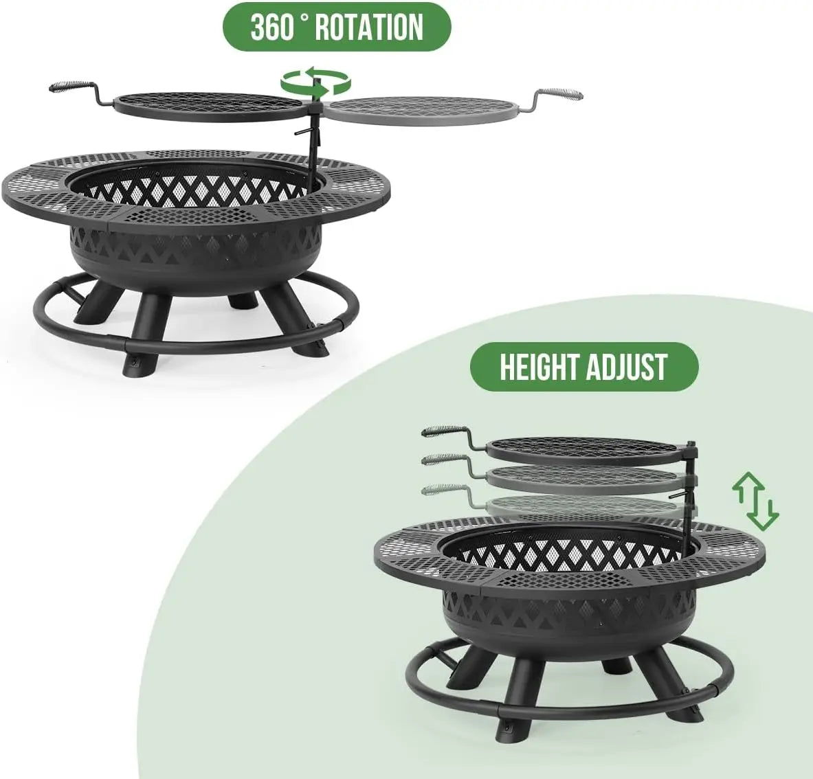 36 Inch Wood Burning Fire Pit with Grill