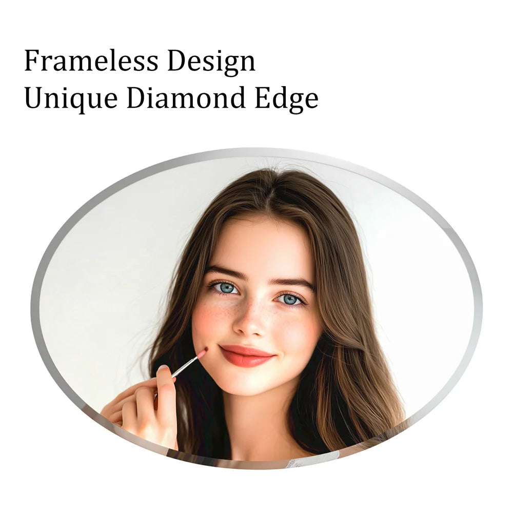 Frameless Oval Beveled Edge Wall Mirror