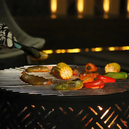 26" Wood Burning Fire Pit with Grill & Lid