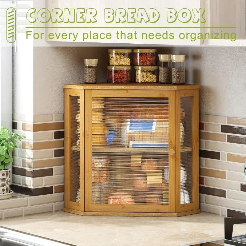 Corner Bread Box for Kitchen Countertop