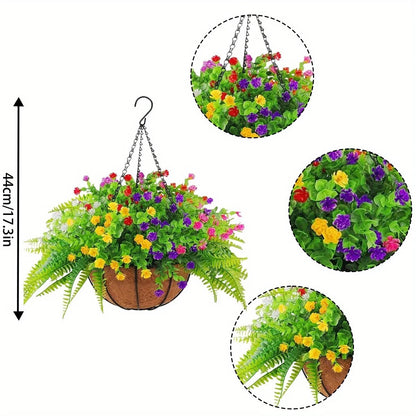 1/ 2/ 3 Pack Outdoor Artificial Faux Hanging Flowers Basket