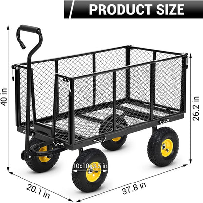 Heavy Duty Steel Garden Wagon Cart with 10" Tires