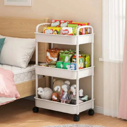 1pc 3/4-Tier Rolling Storage Cart