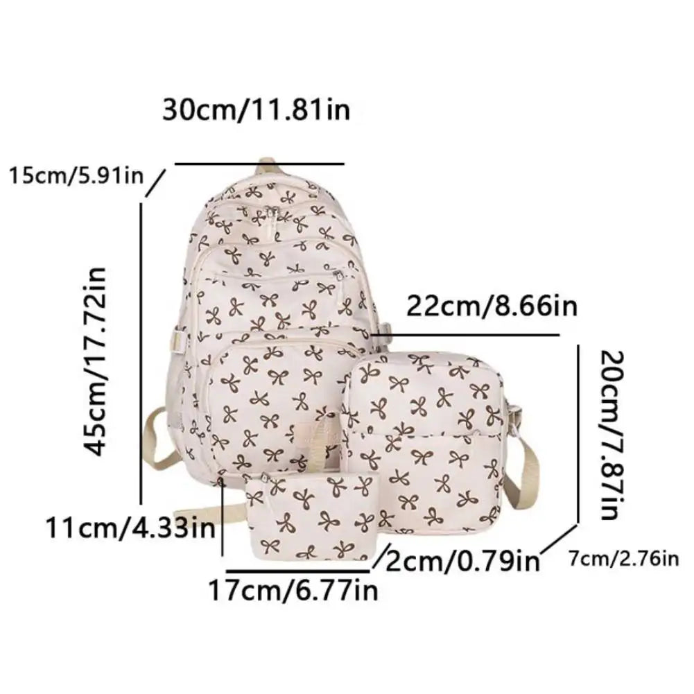 3Pcs/Set Print Backpack with Crossbody Bag and Small Purse