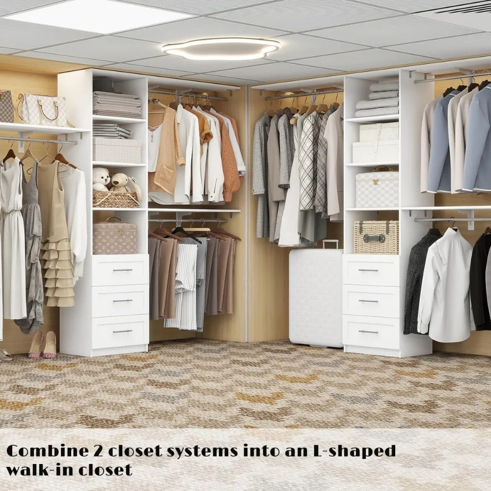 8' Corner Walk in Wood Closet Organizer System