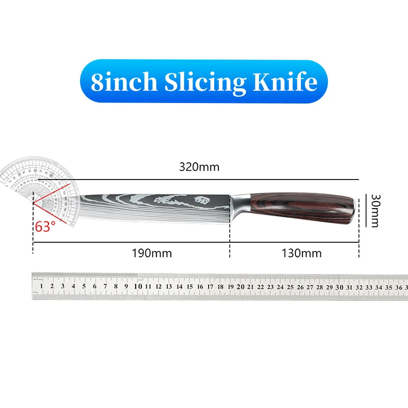 Japanese Stainless Steel 8 Inch Slicing Knife