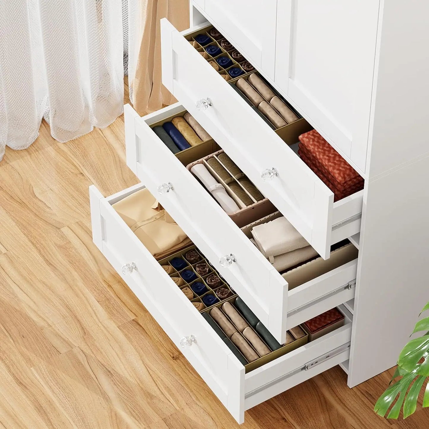 Armoire Wardrobe Closet with Drawers and Mirror