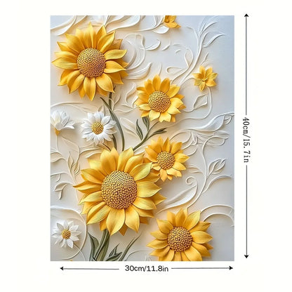 3D relief sunflower canvas art with wood frame