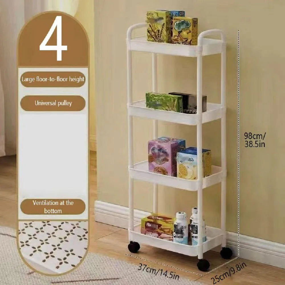 1pc 3/4-Tier Rolling Storage Cart