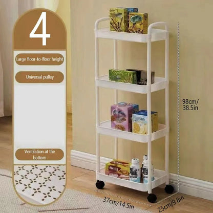 1pc 3/4-Tier Rolling Storage Cart