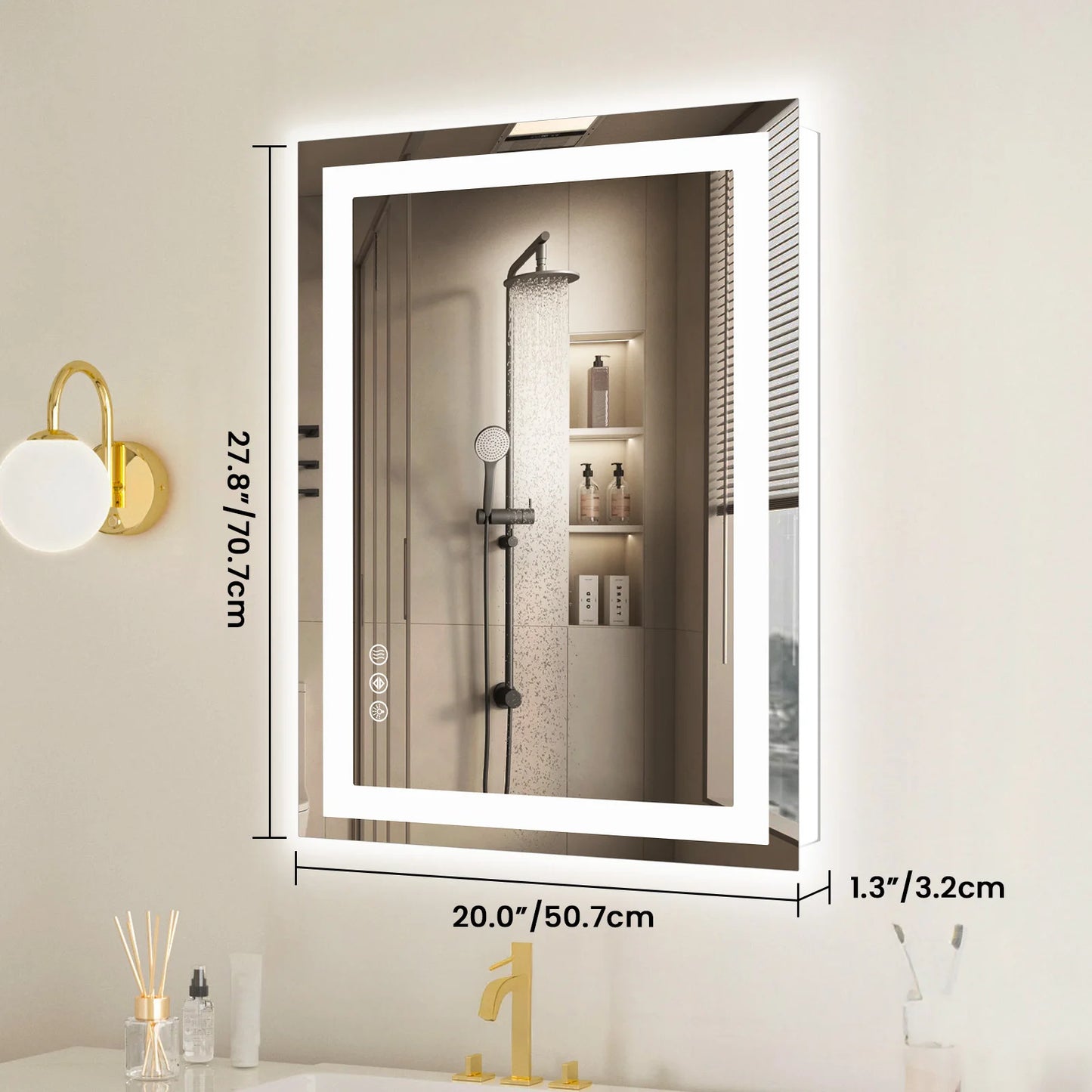 36"x 24"LED Bathroom Vanity Mirror Memory Function