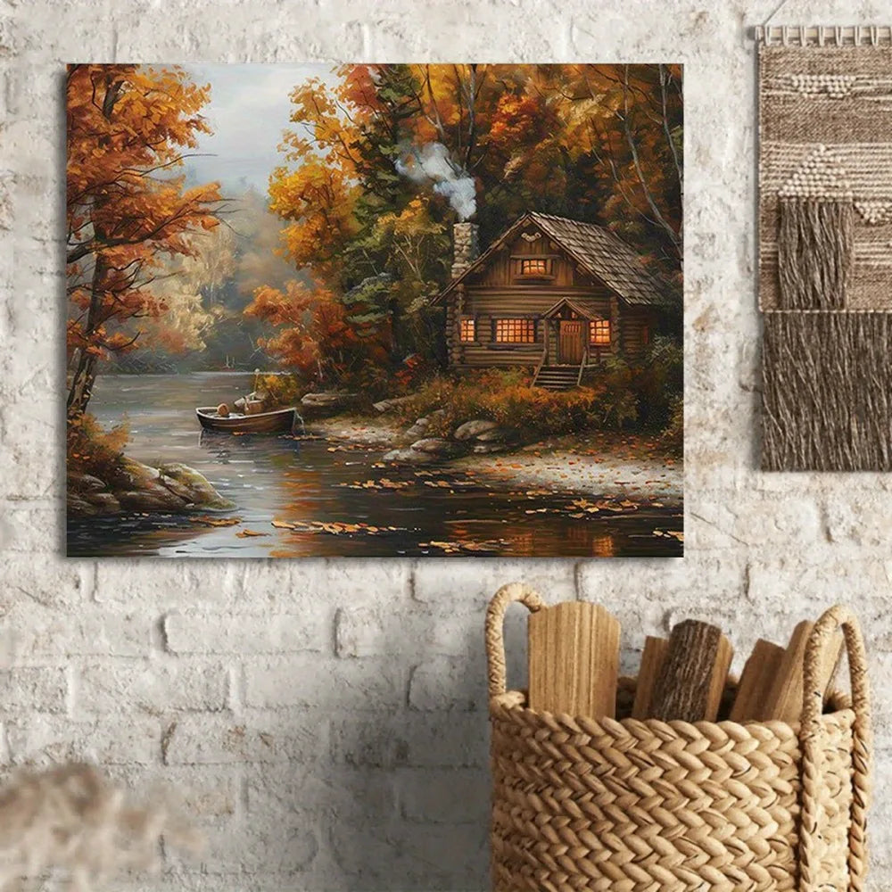 Mural, Autumn cottage landscape