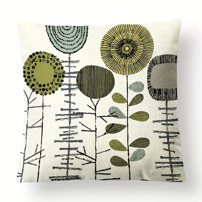 Set of 4 Abstract Flower Pillow Covers  18x18 Inches