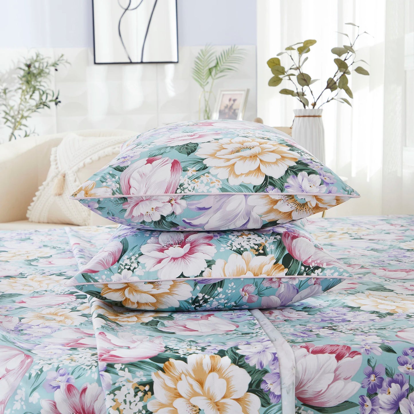 4pcs 600 TC 100% Egyptian Cotton Fitted Sheet Set