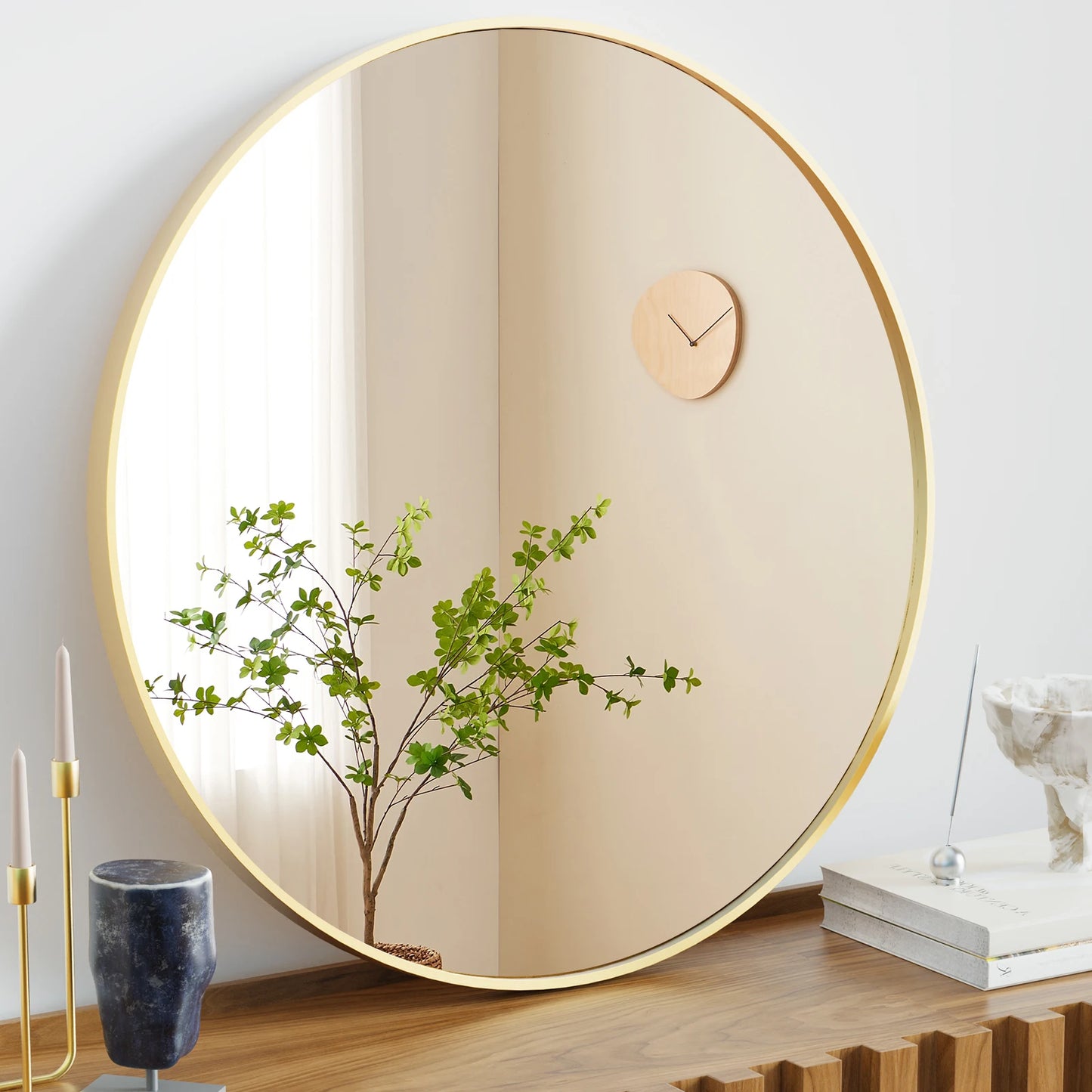 Round Vanity Framed Mirror for Wall