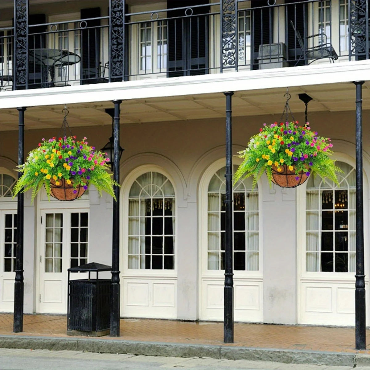 1/ 2/ 3 Pack Outdoor Artificial Faux Hanging Flowers Basket