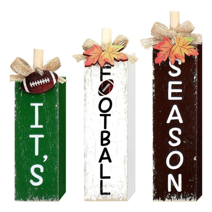 Rustic Autumn Tabletop Decor Set with Wooden Standing Blocks