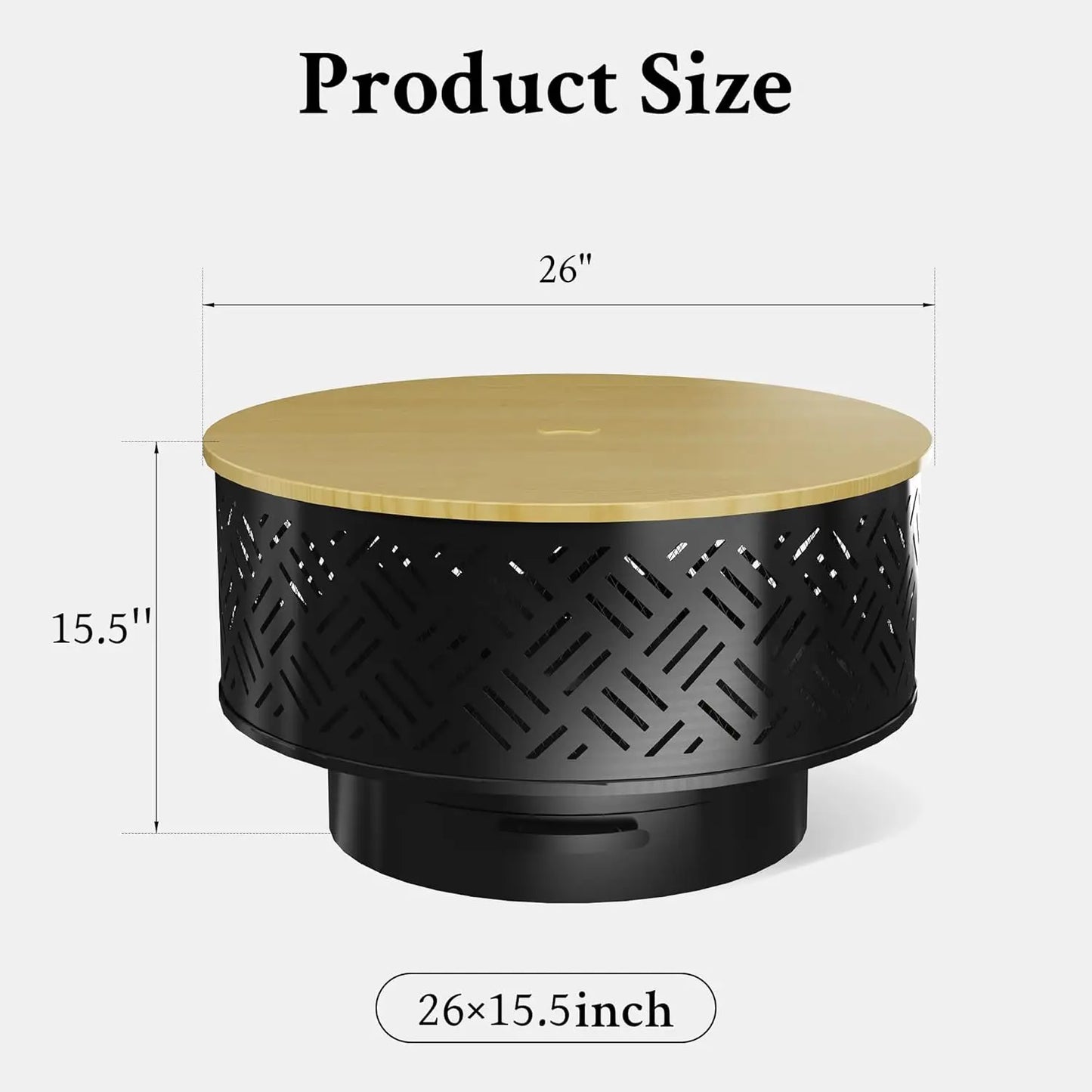 26" Wood Burning Fire Pit with Grill & Lid