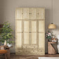 Rattan Wardrobe Armoire with Doors & 5 Drawers