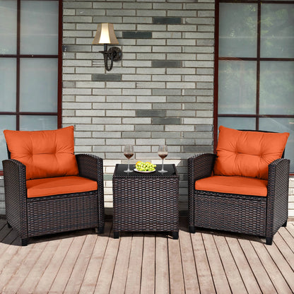 3 PCS Patio Rattan Furniture Set