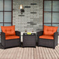3 PCS Patio Rattan Furniture Set