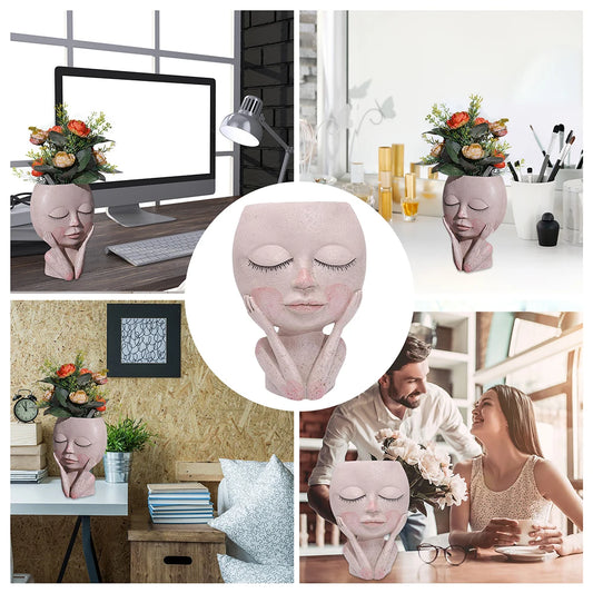 Girls Face Head Flower Pot