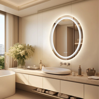 LED Oval  Anti-Fog Smart Touch Sensor Mirror