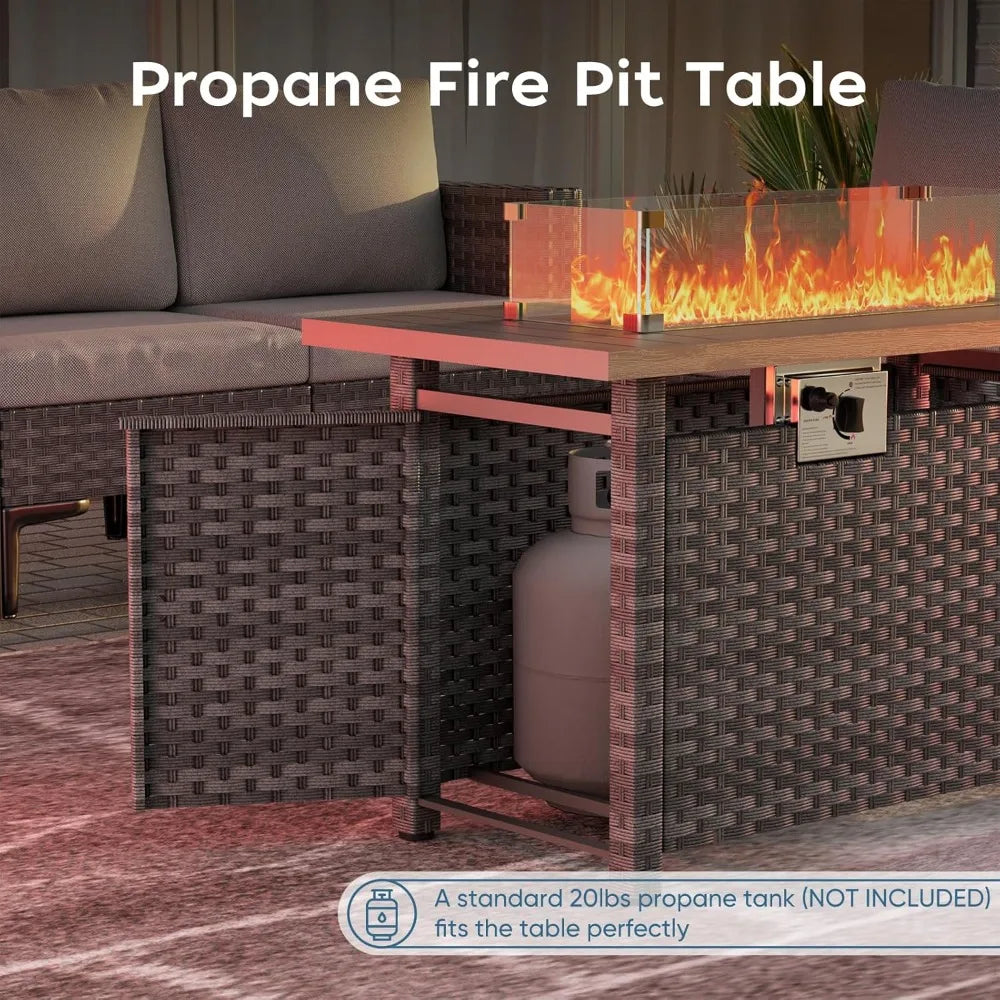 Outdoor Propane Fire Pit Table, 44" Auto-Ignition