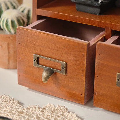 Vintage Solid Wood Desktop Organizer