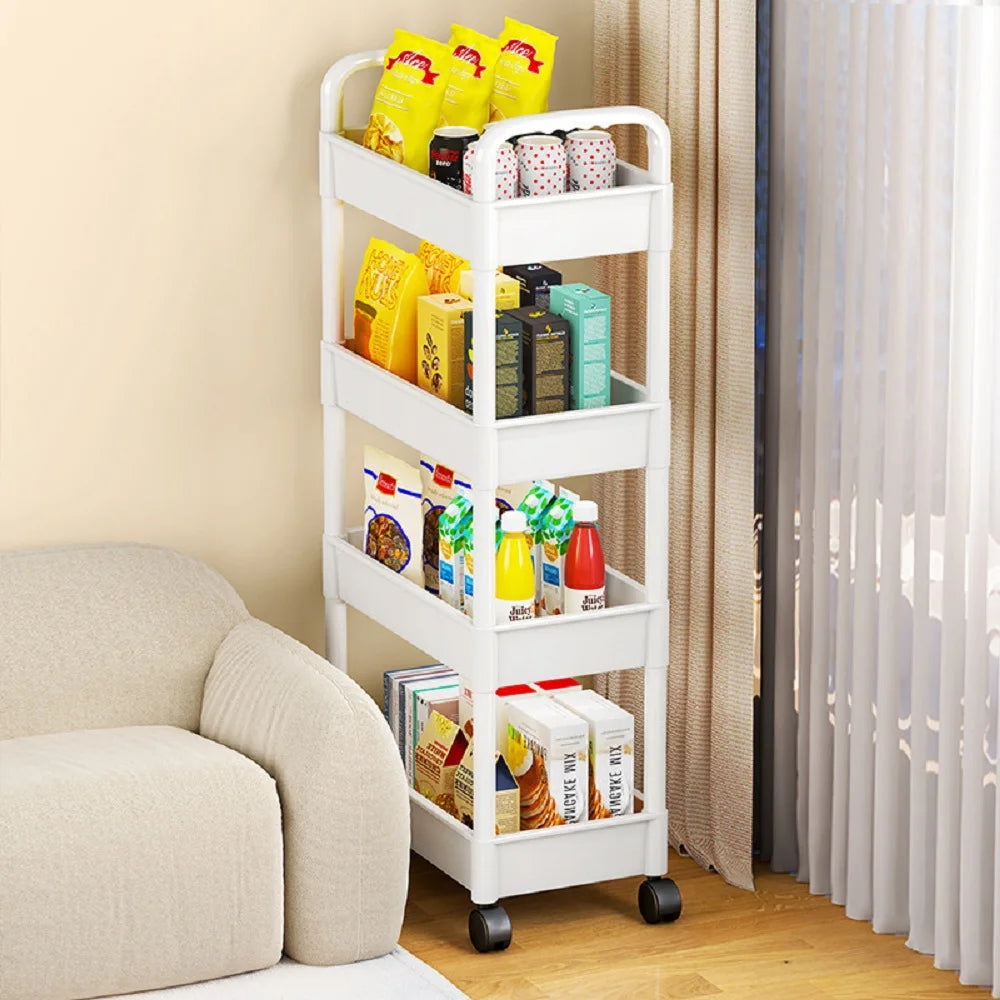 1pc 3/4-Tier Rolling Storage Cart