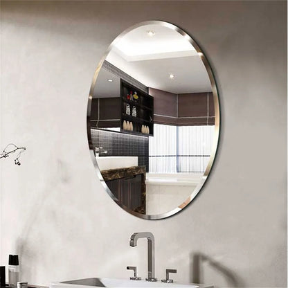 Frameless Oval Beveled Edge Wall Mirror