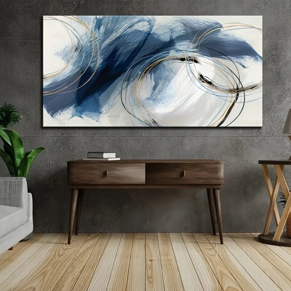 Gorgeous Blue Ink Line Art - Art Deco style