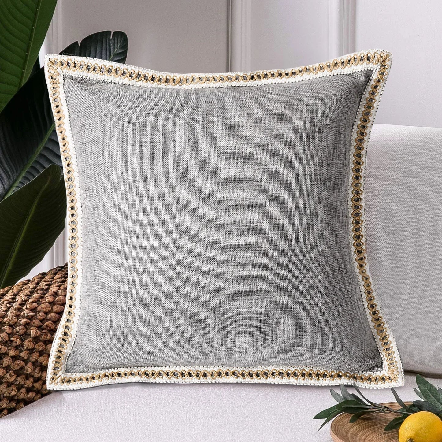 Linen Pillow Case Chenille Cushion Cover