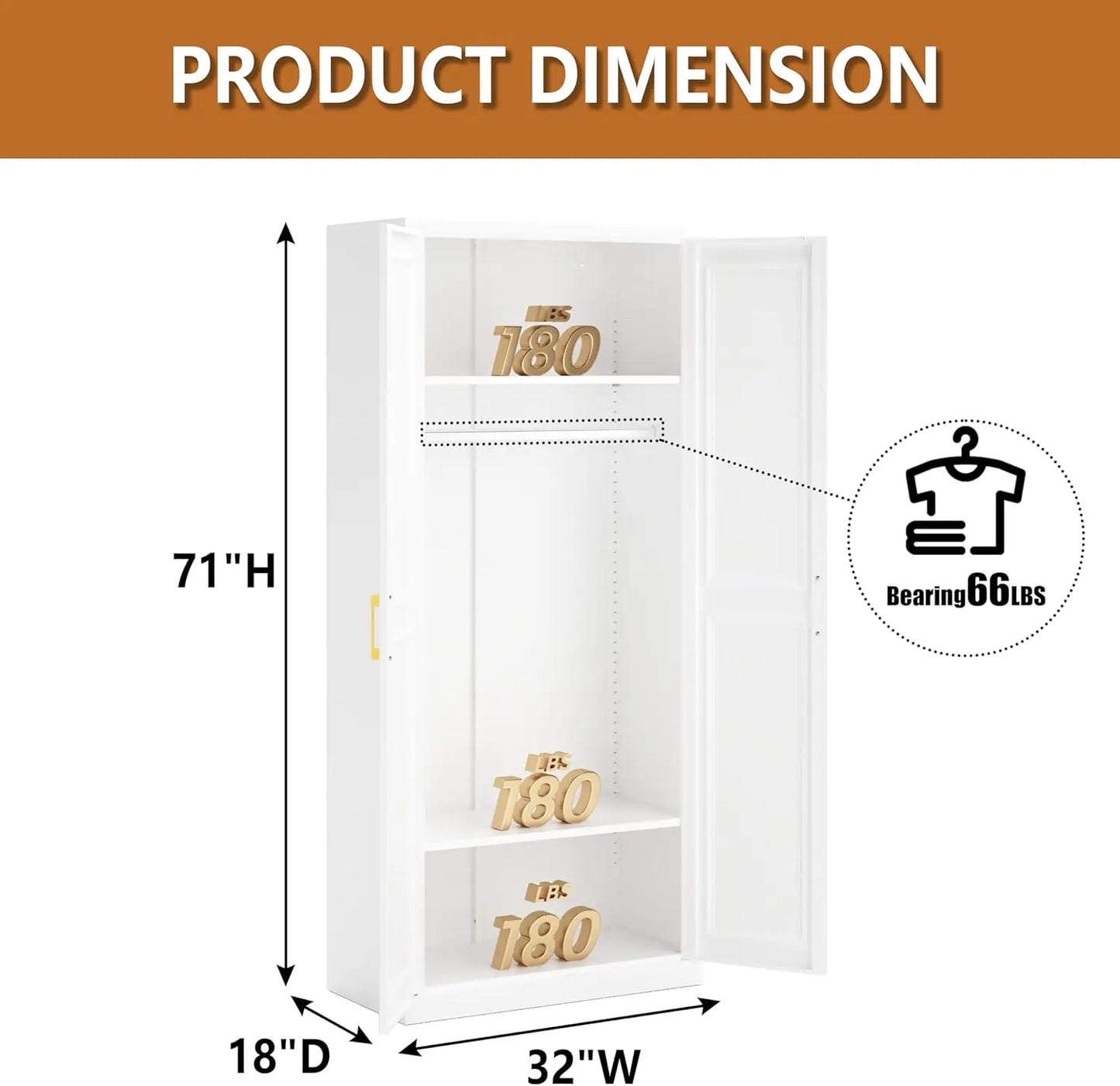 Metal Armoire Wardrobe Closet with Doors and Shelves