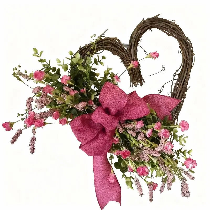 Handmade Artificial Flower Heart Wreath