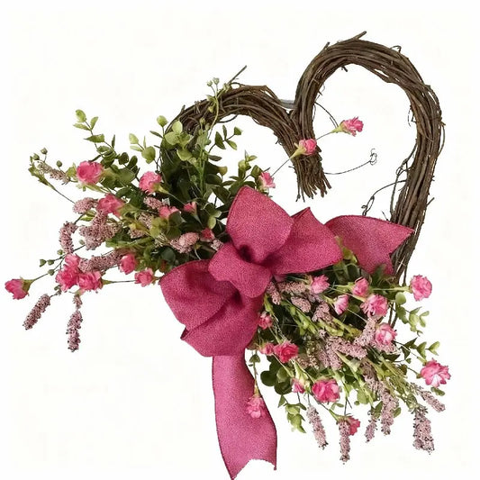Handmade Artificial Flower Heart Wreath