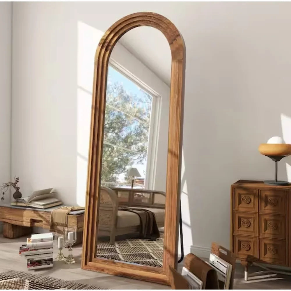 Arched Classic Wood Framed Full Length Floor Mirror