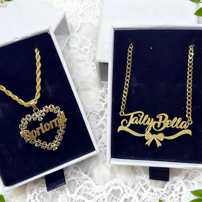 Custom Name Heart Frame Necklace
